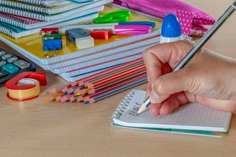 School supplies for the return to school Stock Photos