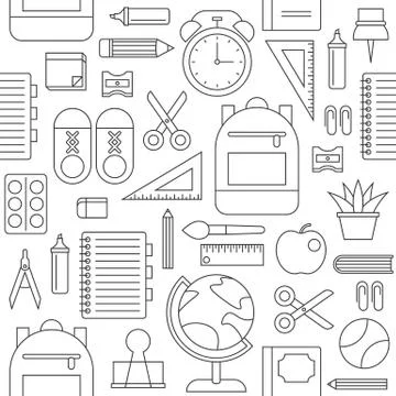 School supplies seamless pattern, back to school theme Stock Illustration