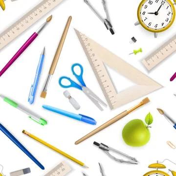 School supplies seamless pattern. EPS 10 Stock Illustration