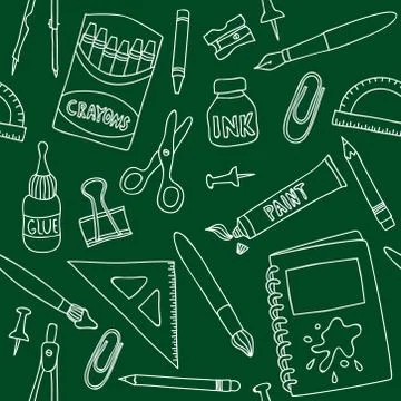School supplies seamless pattern Stock-Illustration