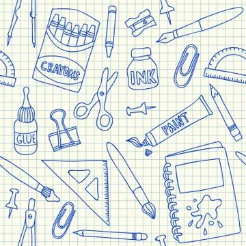 School supplies seamless pattern Stock-Illustration