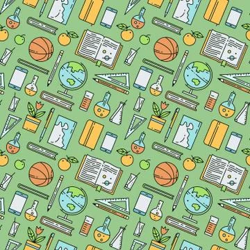 School supplies seamless pattern Stock Illustration