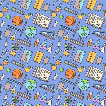 School supplies seamless pattern Stock Illustration