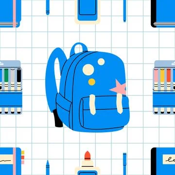School Supplies Seamless Pattern Stock Illustration