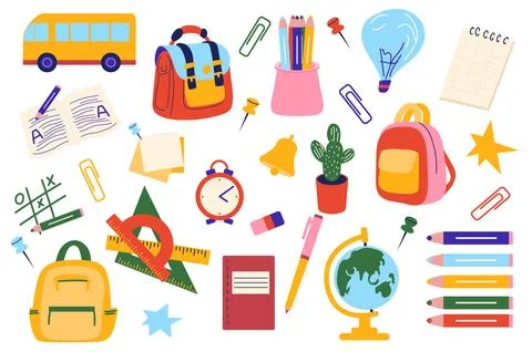 School Supplies Set Illustrazione stock