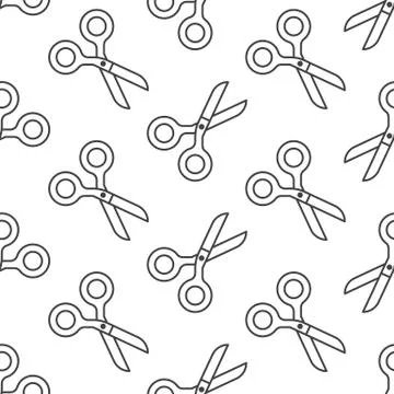 School supplies, sewing seamless pattern with line icons. Work tools background Stock Illustration