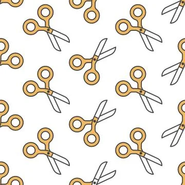 School supplies, sewing seamless pattern with line icons. Work tools background Stock Illustration