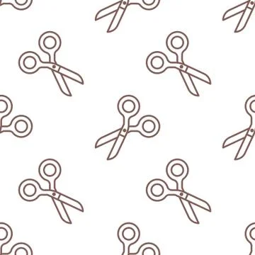 School supplies, sewing seamless pattern with line icons. Work tools background Stock Illustration