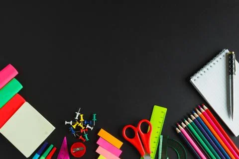 School supplies side Stock Photos