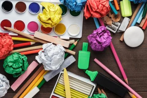 School supplies on the table Stock Photos