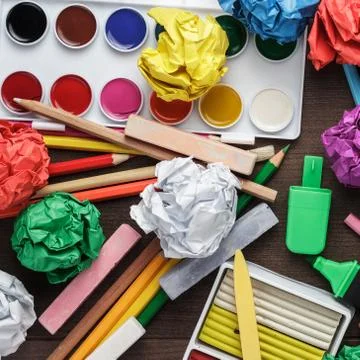 School supplies on the table Stock Photos