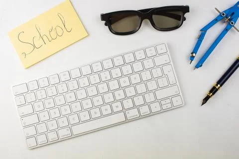 School supplies on a table Stock Photos