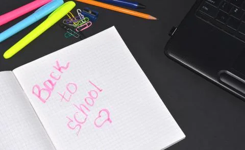School supplies on the table Stock Photos