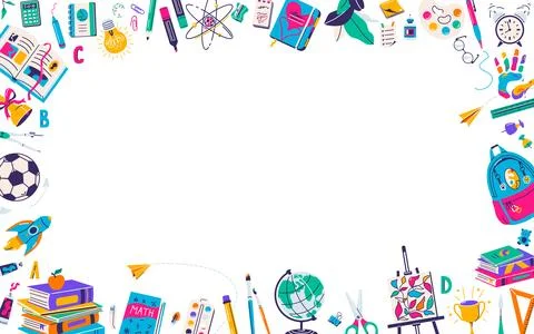 School supplies vector illustration. Back to school sale banner template Stock Illustration