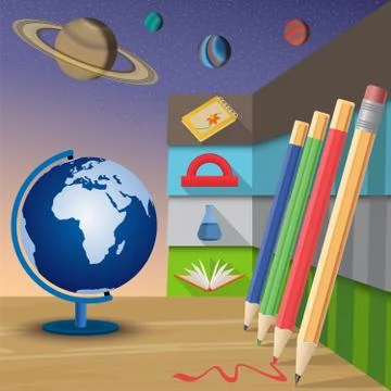 School supplies. Vector illustration Stock Illustration