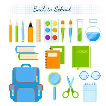 School supplies vector set. Stock Illustration
