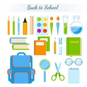 School supplies vector set. Stock Illustration