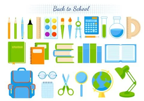 School supplies vector set. Stock Illustration