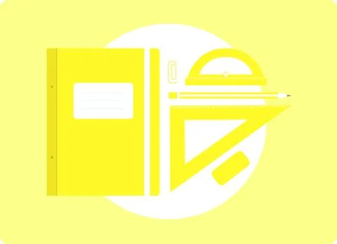 School supplies in yellow Stock Illustration
