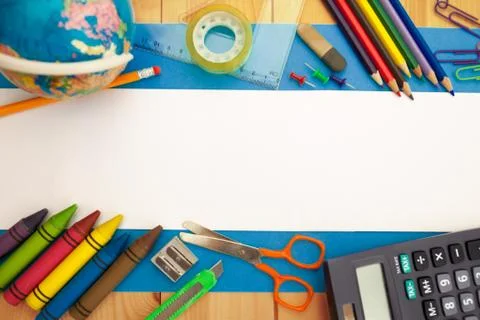 School supplies,empty space for copy space Stock Photos