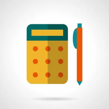 School supply flat vector icon. Yellow calculator Stock Illustration