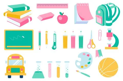 School Supply Set Stock Illustration
