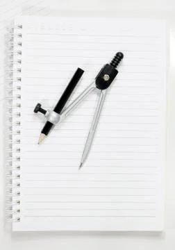 School supply set isolated on notebook Stock Photos