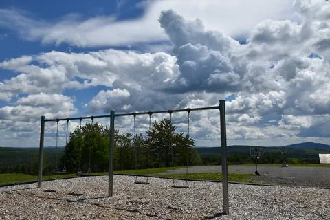 School swings in spring Stock Photos