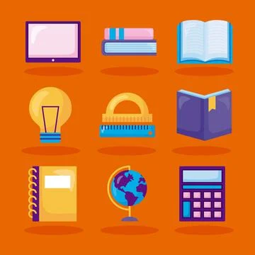 School symbol set Stock Illustration