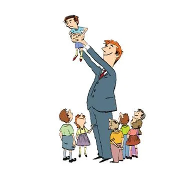 School teacher of elementary grades and children Stock Illustration