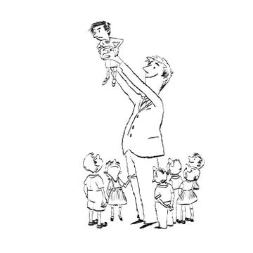 School teacher of elementary grades and children Stock Illustration