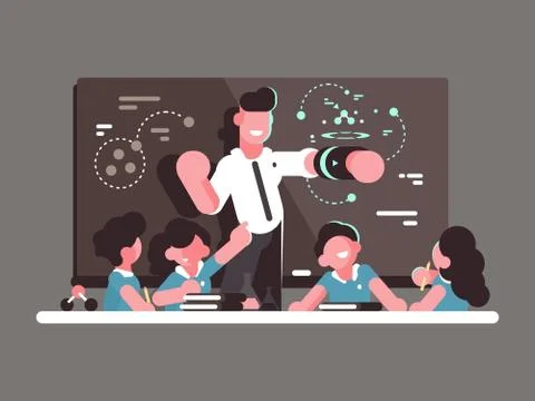 School teacher at lesson Stock Illustration