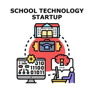 School technology startup connecting education and digital innovation Stock Illustration