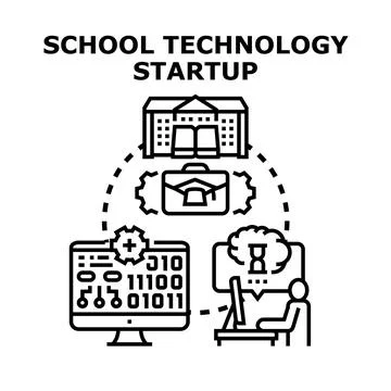 School technology startup connecting education and digital innovation Stock Illustration