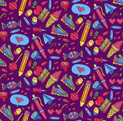 School teens seamless vector pattern Illustrazione stock