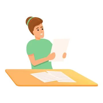 School test class icon, cartoon style Stock Illustration