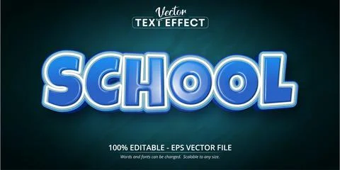 School text, cartoon style editable text effect Stock Illustration
