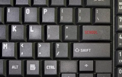 School text on keyboard Stock Photos