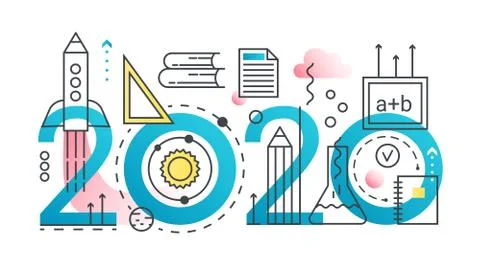 School thin line concept vector illustration, website interface creative linear Stock Illustration