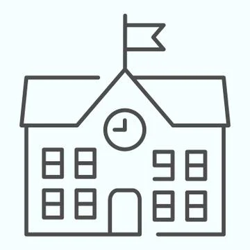 School thin line icon. School building vector illustration isolated on white Ilustración de archivo