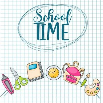 School time doodle clip art greeting card Stock Illustration