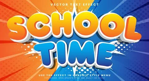 School Time editable text effect Template イラスト素材