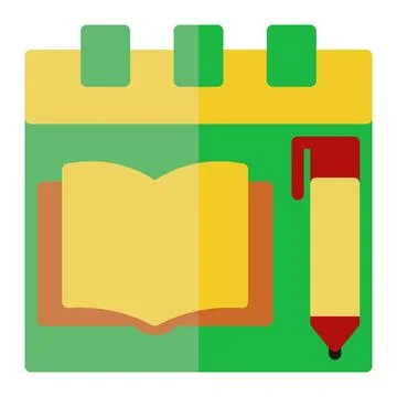 School time icon in Flat Style. Color Fill. Isolated on White Background Stock Illustration