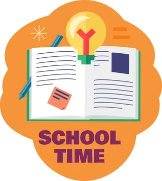 School time for learning subject lesson vector Illustrazione stock