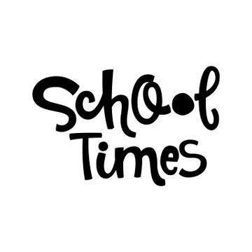 School Time quote. Back to school black and white hand drawn lettering logo p Illustrazione stock