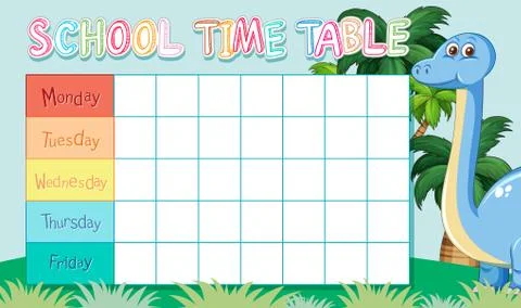 School time table with dinosaur Stock Illustration