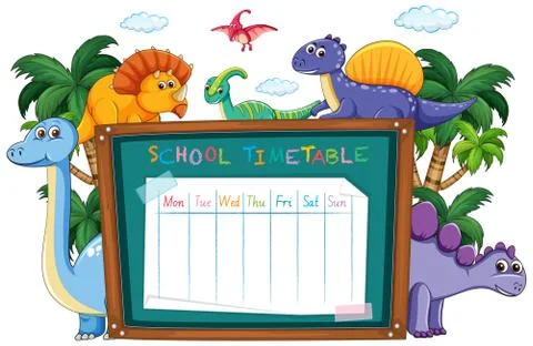 School time table with dinosaur Stock Illustration