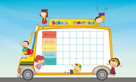 School time table on school bus Stock Illustration