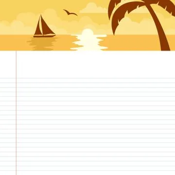 School timetable card with sunset theme on the beach	 Stock Illustration