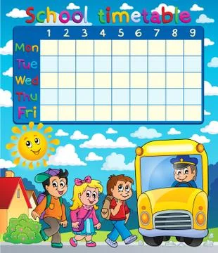 School timetable composition - illustration. Illustrazione stock